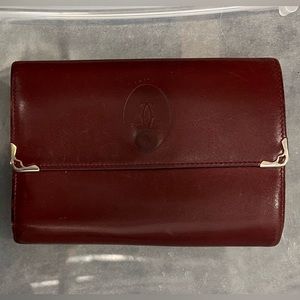 Vintage Cartier Bifold Wallet Burgundy Bordeaux